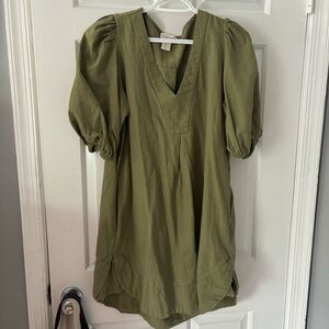 Cynthia rowley puff sleeve linen mini dress